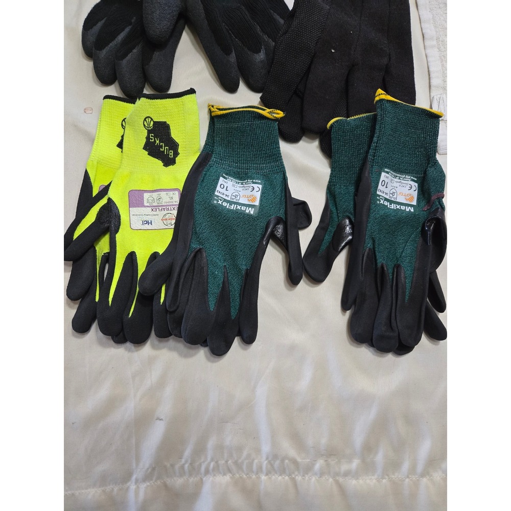 Lot of 5 Work Gloves MaxiFlex Cold Weather Grip Hi-Vis Utility Garden Mixed Size - Picture 4 of 5